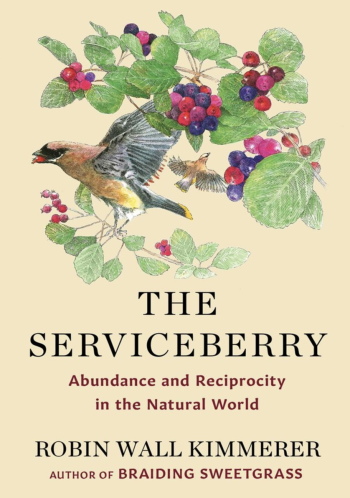 the-serviceberry book cover with birds and berries drawn